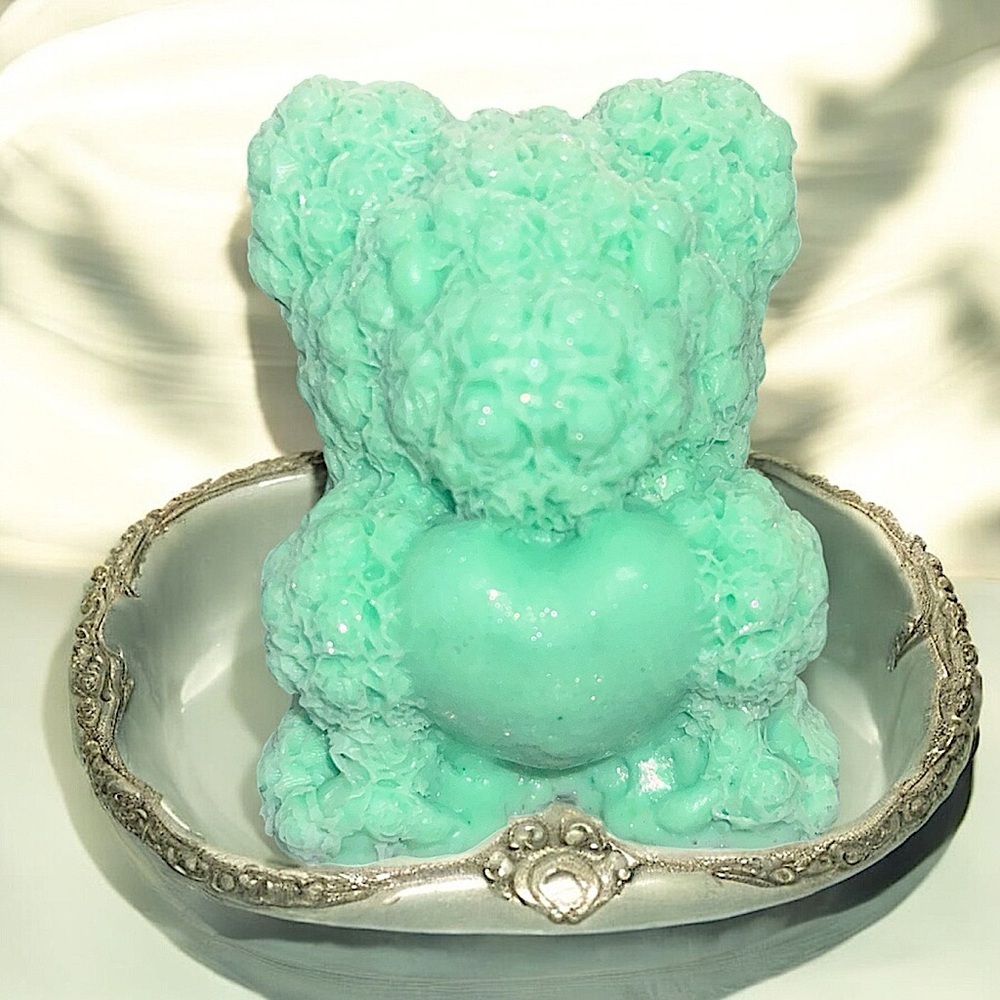 Lavender mint Soap rose bear handmade 3x2in 5oz shea butter & coco butter based